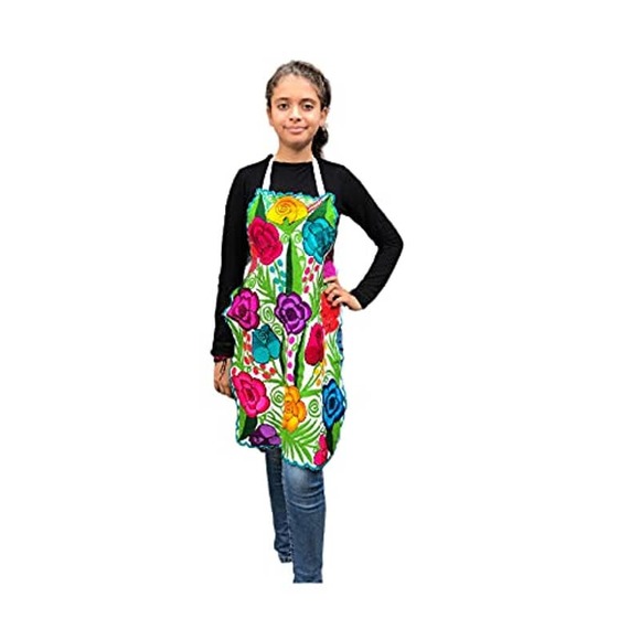 Mexican Embroidered apron for women kitchen cooking multicolor 1 Pc - Picture 1 of 1